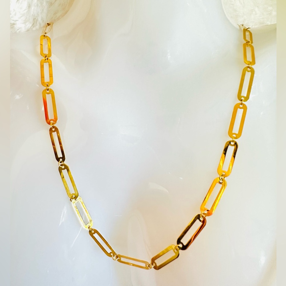 Flat Paperclip Necklace  💛 Real 18 Karat Solid Gold Jewelry 💛